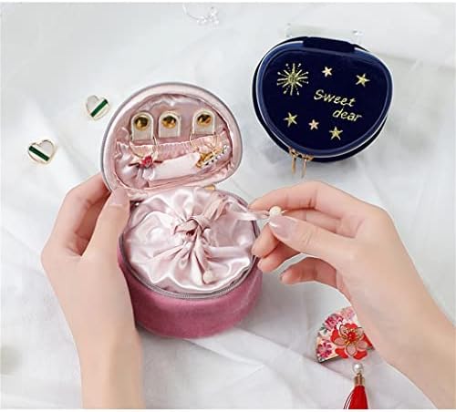 DANN Takı saklama Kutusu Mini Seyahat Kumaş Küpe Bilezik Takı Kalp şeklinde Takı saklama Çantası Japon seyahat Depolama (Renk : E,