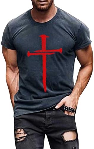 XXBR Casual Gömlek Erkekler için Batik Crewneck Kısa Kollu T Shirt Vintage Yağlıboya İnanç İsa Çapraz Baskı Tees Tops