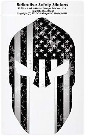 Spartan Maskesi - Grunge Bastırılmış ABD Bayrağı Yansıtıcı Çıkartma