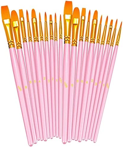 HNKDD 20 adet Pembe boya fırçası Seti Yuvarlak Sivri Ucu Boya Fırçaları Naylon Saç Sanatçısı Boya Fırçaları Akrilik Yağ Suluboya