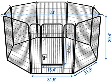 ZGHONG Evcil Hayvan Oyun Parkı, Katlanabilir Metal Köpek Egzersiz Kalemi, Köpek Çiti, 8 Panel 31.3 Yükseklik Köpek Çiti Dış Mekan,