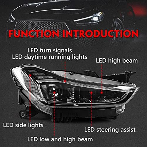 Huray LED far takımı 2014-2019 Maserati Ghibli için, [Orijinal matris farlar] [Şeffaf Lens], Far DRL ile (Yükseltilmiş Stil)