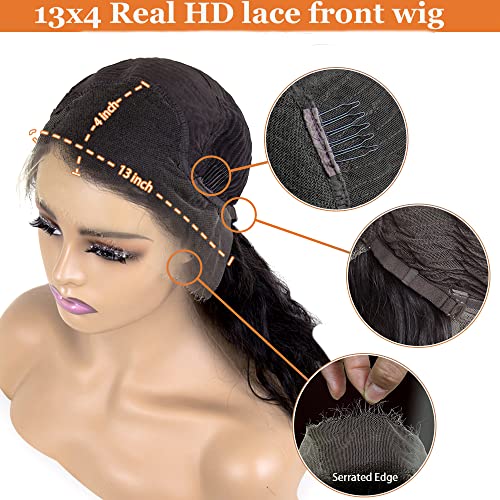 Wicca Saç 13x4 Gerçek HD Dantel Ön Peruk İnsan Saç Ön koparıp, Görünmez Dantel Vücut Dalga İnsan Saç peruk Siyah Kadınlar için 150