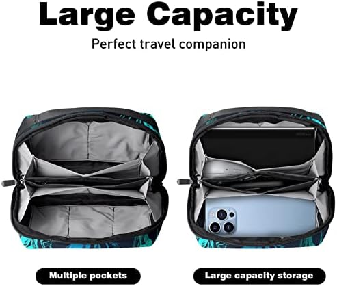 Taşıma çantası Seyahat kılıf çanta USB kablo düzenleyici Cep Aksesuar Fermuar Cüzdan, Yeşil Deniz Yaşamı Denizanası