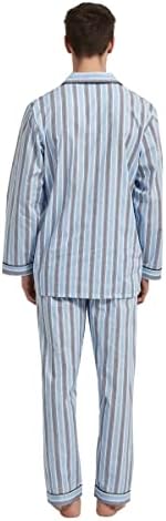 KÜRESEL Erkek Pijama Takımı, %100 Pamuklu Dokuma İpli Pijama Takımı, Üst ve Pantolon / Dipli