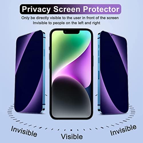 Westillux iPhone 14 ile uyumlu ve iphone 13/13Pro Gizlilik ekran koruyucu ile uyumlu 2 Paket Degrade Renkli anti Mavi ışık göz koruması