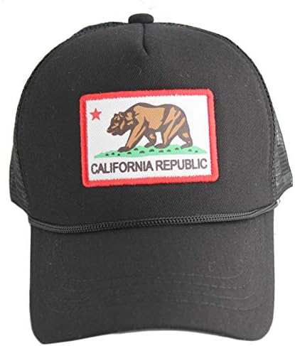Kaliforniya Cumhuriyeti Eyalet Bayrağı Beyzbol kamyon şoförü şapkası Şapka Siyah