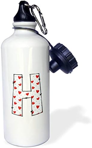 3dRose Sevimli Kırmızı ve Beyaz Kalpler Sevgililer Monogramı İlk H - Su Şişeleri (wb-374331-1)