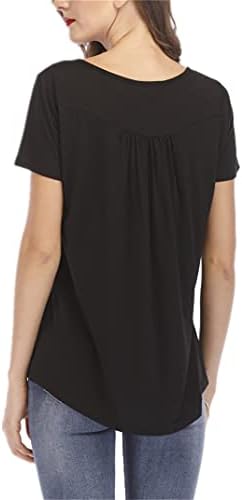 Andongnywell kadın Düz Renk Yaz Kısa Sleevele Boyun T-Shirt Tunik Bluz Gömlek Tops Tuck Düğmesi bol tişört Üst