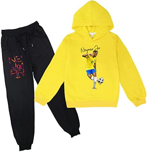 Himoop Erkek Kız Futbol Yıldızı Aktif Eşofman-Neymar JR Rahat Klasik Kapüşonlu Sweatshirt+Sweatpants Setleri Sonbahar için