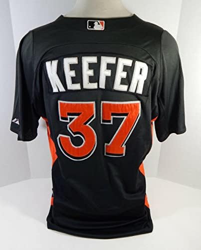 2012-13 Miami Marlins Cody Keefer 37 Oyun Kullanılmış Siyah Forma ST BP 46 670 - Oyun Kullanılmış MLB Formaları