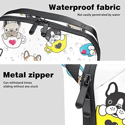 Taşıma çantası Seyahat kılıf çanta USB kablo düzenleyici Cep Aksesuar Fermuar Cüzdan, Bulldog Karikatür Hayvan