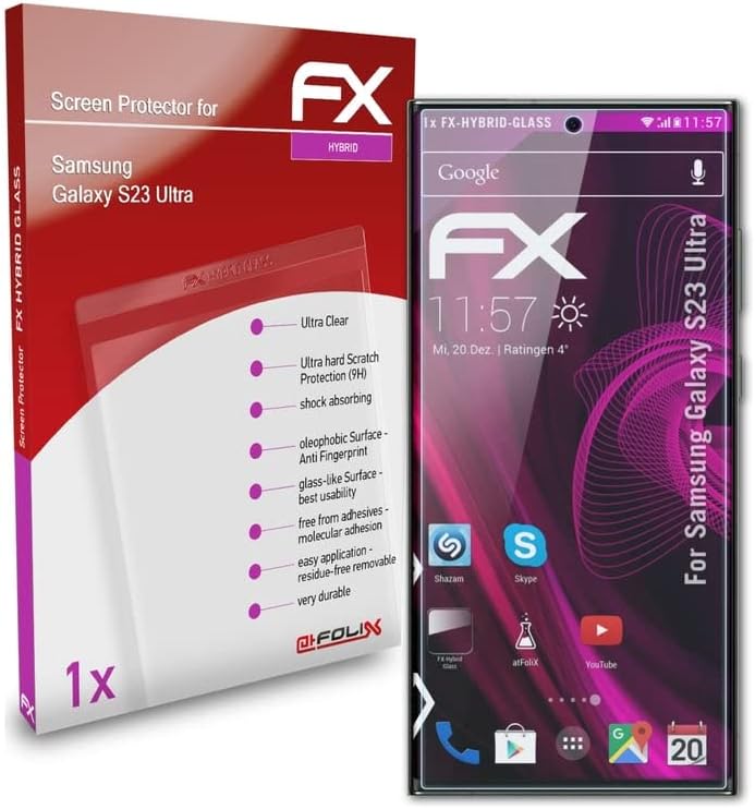 atFoliX Plastik Cam Koruyucu Film Samsung Galaxy S23 Ultra Cam Koruyucu, 9H Hibrit Cam FX Cam Ekran Koruyucu ile Uyumlu Plastik