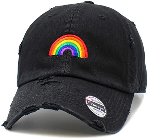 Vintage gurur gökkuşağı kalp LGBTQ sıkıntılı Baba baba beyzbol şapkası baba şapka Ayarlanabilir
