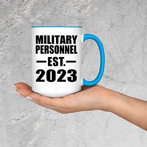 Kurulan Askeri Personeli Tasarlayın. 2023, 15oz Accent Kahve Kupa Mavi Seramik Çay kulplu fincan, Hediyeler için Doğum Günü Yıldönümü