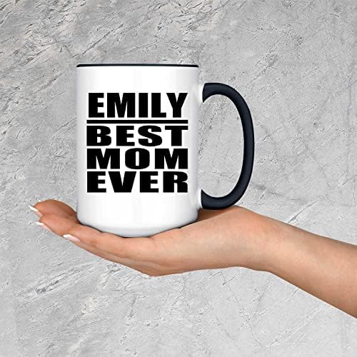 Designsify Emily En İyi Anne Hiç, 15 oz Accent Kahve Kupa Siyah Seramik Çay-kulplu fincan, hediyeler için Doğum Günü Yıldönümü Noel