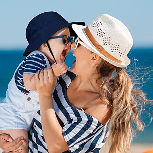 Poroka 4 Paket Toddler Bebek Güneş Koruyucu Kova Şapka Ayarlanabilir plaj şapkası Bebek Güneş Şapka Erkek Kız için Ayarlanabilir Çocuk