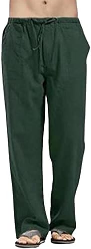 SOMTHRON erkek Gevşek Artı Pamuk Keten Yaz Nefes Rahat Kırpılmış Pantolon Katı İpli Sweatpants Joggers