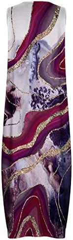 ticcoy kadın Çiçek Baskı Elbiseler V Boyun Kolsuz Maxi Elbise 2023 Moda Yaz Casual Sundress Cepler ile