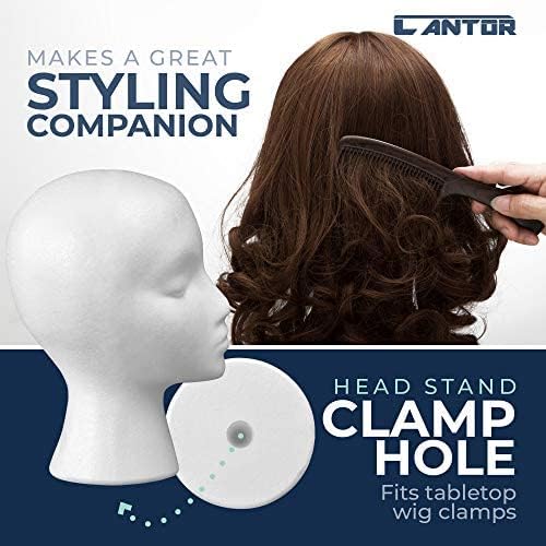 Cantor 12 Strafor Peruk Kafa (3 paket) - Uzun Boylu Kadın Köpük Manken Peruk Standı ve Tutucu-Stil, Model Ve Ekran Saç, şapka ve Saç