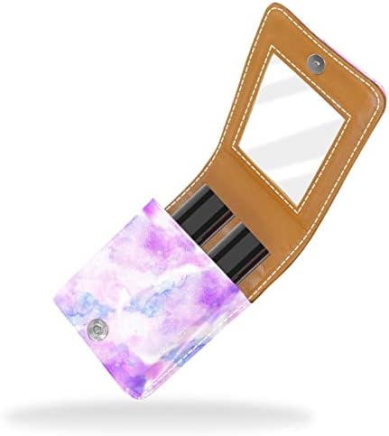 ORYUEKAN Ruj Kılıfı Ayna ile Sevimli Taşınabilir Makyaj Çantası kozmetik torbası, Batik Mor Sanat Güzel Desen