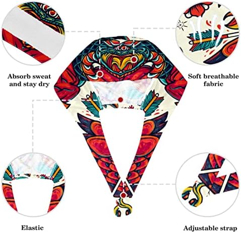 yoyoAmoy Ayarlanabilir Çalışma Kap Düğmeleri ile Sevimli Çiçek Desen Kabarık Şapka Elastik Bandaj Kravat Geri