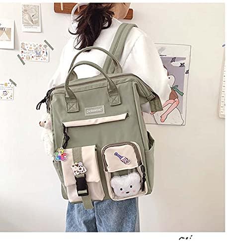 Kawaii Sırt Çantası Kızlar Kadınlar İçin Pin Ayı Aksesuarları Sevimli seyahat sırt çantası Rahat Çanta Dizüstü Okul Çantalarını