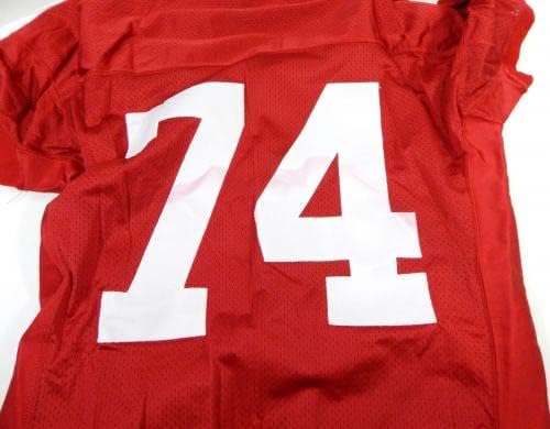 1995 San Francisco 49ers Steve Wallace 74 Oyunu Yayınlandı Kırmızı Forma 52 DP26908 - İmzasız NFL Oyunu Kullanılmış Formalar