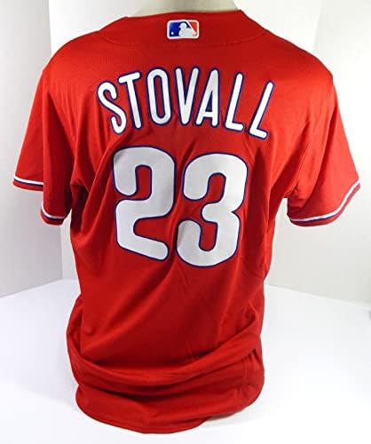 Philadelphia Phillies Hunter Stovall 23 Oyun Kullanılmış Kırmızı Forma EX ST BP 46 361 - Oyun Kullanılmış MLB Formaları