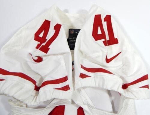 2014 San Francisco 49ers 41 Oyunu Yayınlandı Beyaz Forma 40 DP28798 - İmzasız NFL Oyunu Kullanılmış Formalar