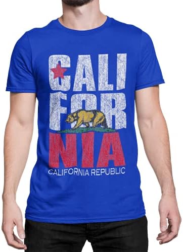 Vintage Kaliforniya Cumhuriyeti erkek t-shirtü-Kaliforniya Ayı Devlet Bayrağı Gömlek Kısa Kollu Tee