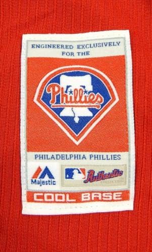 2014-15 Philadelphia Phillies F. Santos 63 Oyun Kullanılmış Kırmızı Forma ST BP 46 519 - Oyun Kullanılmış MLB Formaları