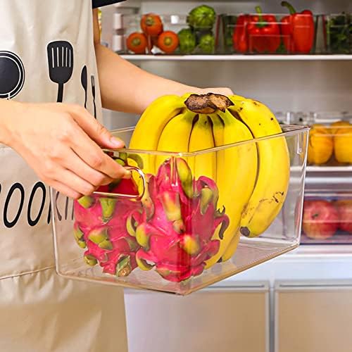 LARAHT Buzdolabı Organizatör Kutuları Şeffaf Plastik Gıda saklama Kutusu Meyve Yoğurt Aperatifler Saklama Kabı için Kolları ile Kiler