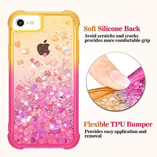 Ruky iPhone SE 2020 Durumda, Kızlar için iPhone SE 2022 Durumda, Glitter Akan Sıvı Bling Sparkle Yumuşak TPU Tampon Kızlar Kadınlar