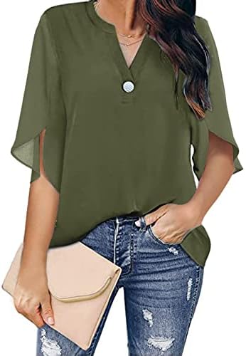 Kısa Kollu Bluz Gömlek Kızlar için Yaz Sonbahar Yumuşak Rahat Giyim V Boyun Şifon Temel Rahat Bluz KJ KJ