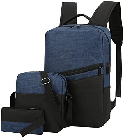 SNGSHJ Laptop Sırt Çantası Erkekler İçin Lise Öğrencisi Sırt çantası Erkek Ve Kız Sırt Çantası Üç Parçalı Erkek Sırt Çantası (2B-Blue)