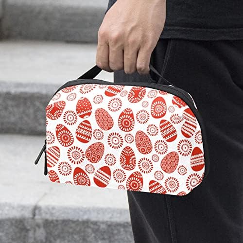 Taşıma çantası Seyahat kılıf çanta USB kablo düzenleyici Cep Aksesuar Fermuar Cüzdan, Paskalya Yumurtaları Vintage Sanat Kırmızı