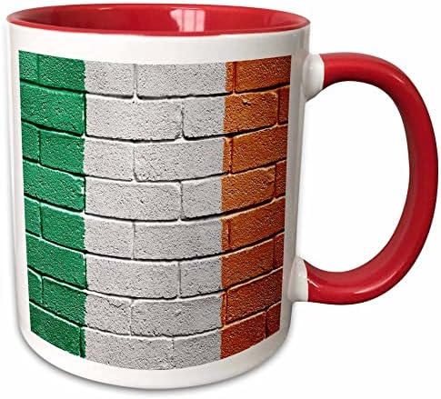 3dRose İrlanda Ulusal Bayrağı Tuğla Duvara Boyanmış İrlanda Kupası, 11 oz, Seramik