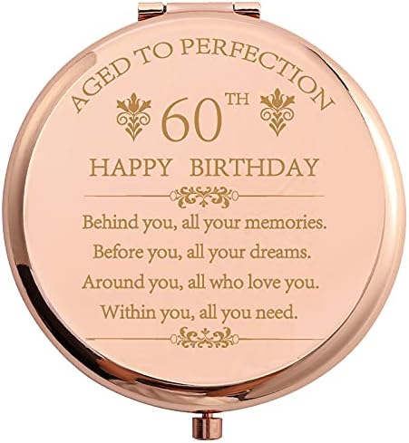 COFOZA 1963 60th Doğum Günü Hediyeleri için Kadın Anne Teyze Eşi Paslanmaz Çelik Gül Altın Kompakt Cep Seyahat makyaj aynası İlham