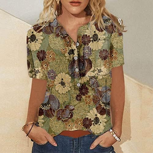 Keten Gömlek Kadınlar için Şık Casual Düğme Kısa Kollu Üstleri 3X Sevimli Giysiler Yaz Moda Bluzlar 2023