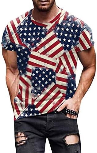 Bmısegm Yaz Erkek Egzersiz Gömlek erkek Bağımsızlık Günü Bayrağı İlkbahar / Yaz Eğlence Spor Rahat Büyük T Shirt