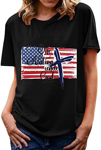 Charella Gençler Festivali Rahat Bluz Kısa Dirsek Kollu Bluzlar T Shirt Tekne Boyun Bağımsızlık Günü Bayrağı Bluz IF